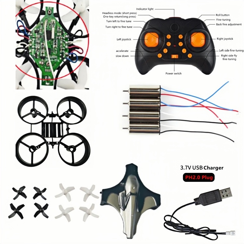 Drone Battery Charger - Komplettes DIY-Drohnen-Kit 2.4G 6-Achsen-Gyroskop Headless 3D-Roll