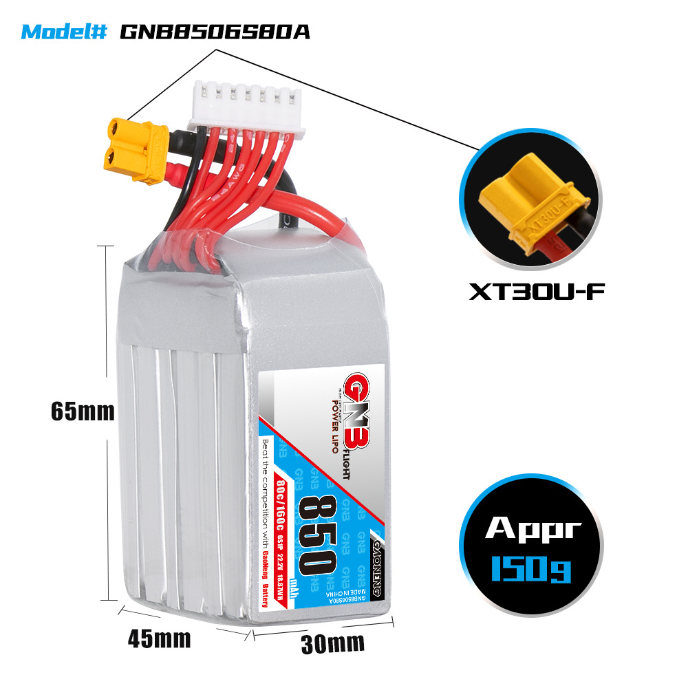 GNB 6S 22,2V 850mAh 80C/160C L – Lipo Battery 6S Bewertung und Preis
